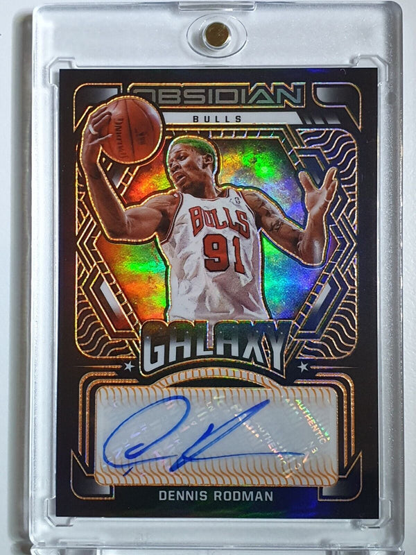 2021 Panini Obsidian Dennis Rodman AUTO ORANGE /50 Holo Galaxy Autographs - Rare