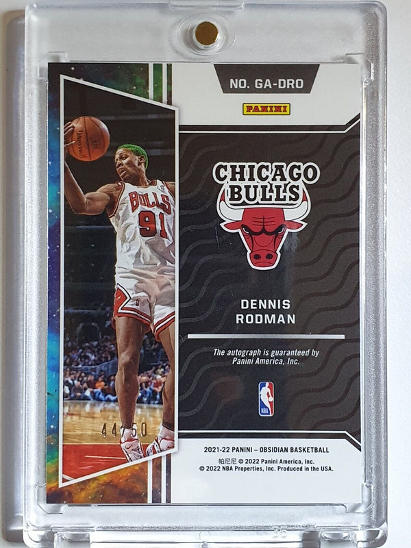 2021 Panini Obsidian Dennis Rodman AUTO ORANGE /50 Holo Galaxy Autographs - Rare