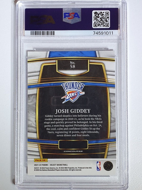 2021 Panini Select Josh Giddey Rookie #58 BLUE Holo RC - PSA 9 (POP 25)