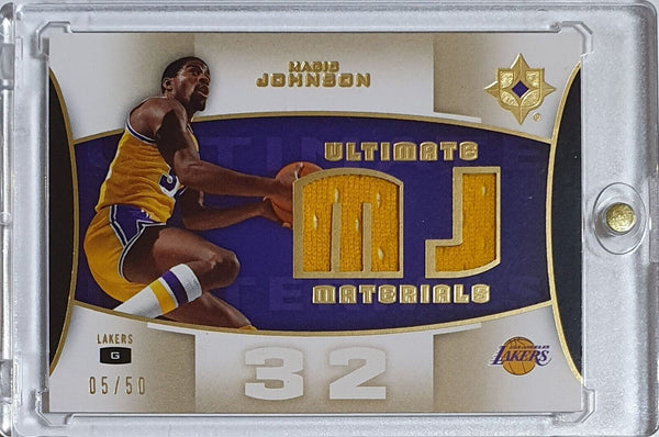 2007 Upper Deck Magic Johnson #PATCH /50 Game Worn Dual Jerseys - Rare