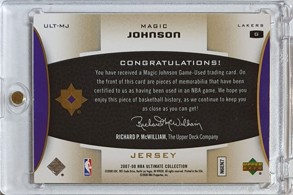 2007 Upper Deck Magic Johnson #PATCH /50 Game Worn Dual Jerseys - Rare