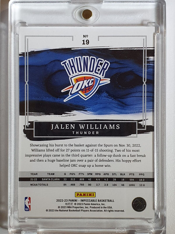 2021 Impeccable Jalen Williams Rookie #19 GOLD /49 Edition - Ready to Grade