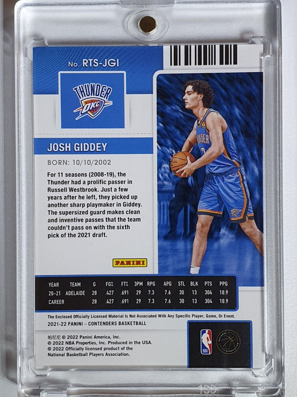 2021 Contenders Josh Giddey #PATCH GREEN ICE Prizm Rookie Ticket RC - Rare