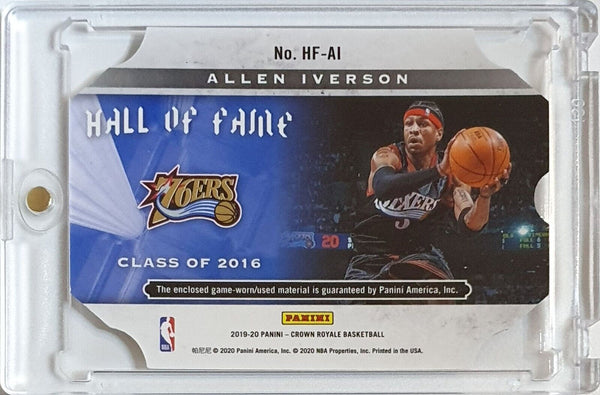 2019 Panini Crown Royale Allen Iverson #PATCH Game Worn Jersey Die Cut - Rare