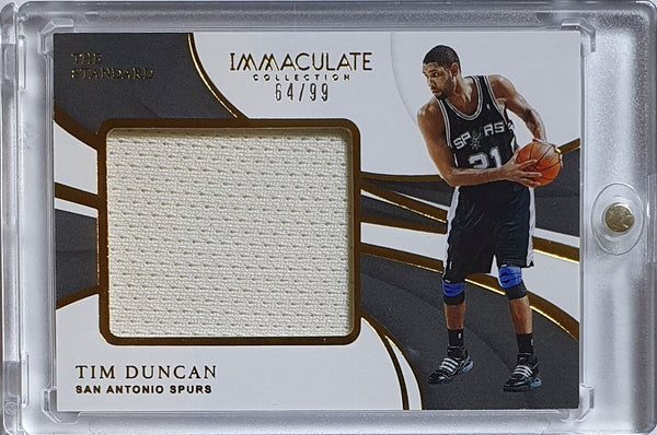 2018 Panini Immaculate Tim Duncan #PATCH /99 Game Worn Jumbo Jersey - Rare