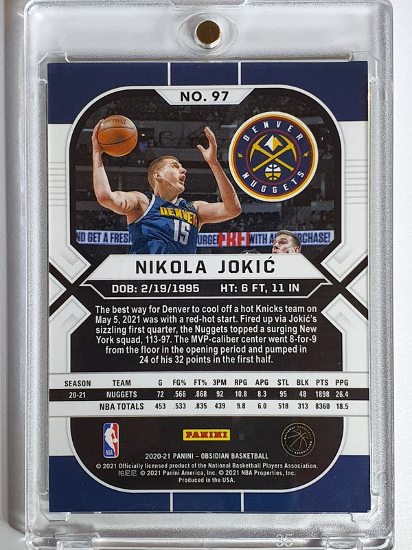 2020 Panini Obsidian Nikola Jokic #97 ELECTRIC ETCH GREEN FLOOD Holo - Rare