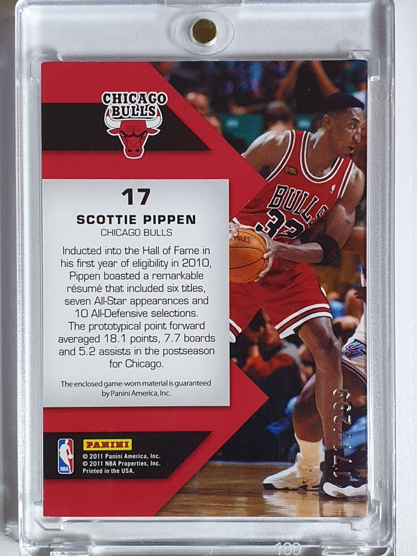 2010 Totally Certified Scottie Pippen #PATCH RED /299 Game Worn Dual Jersey