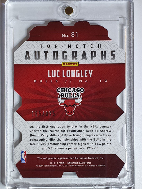 2013 Panini Innovation Luc Longley AUTO /325 Top-Notch Autograph Die-Cut - Rare