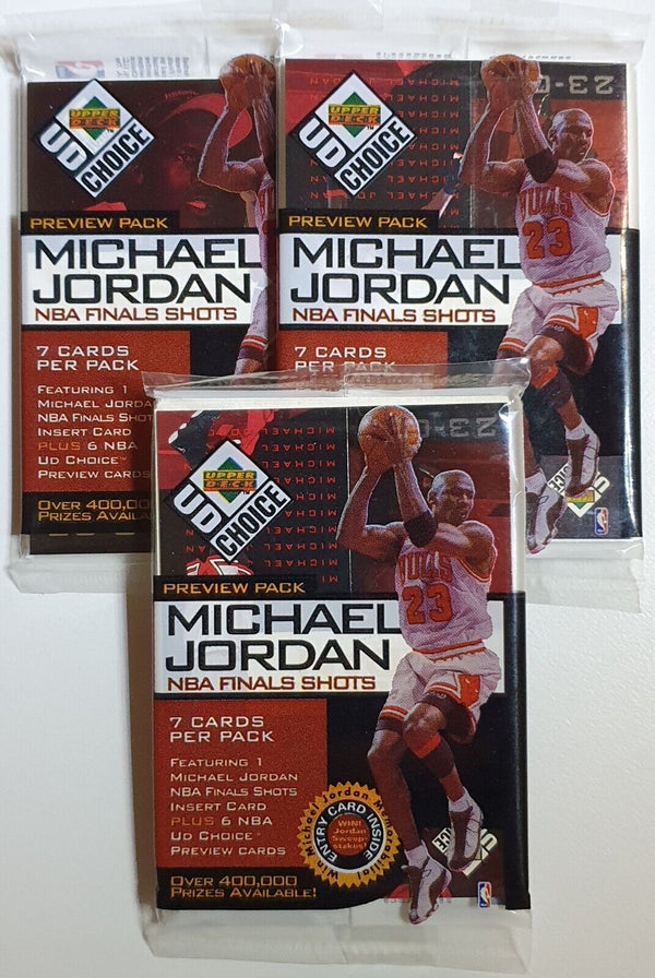 1998 UD Choice Michael Jordan NBA FINALS SHOTS PREVIEW 3 Packs - Factory Sealed