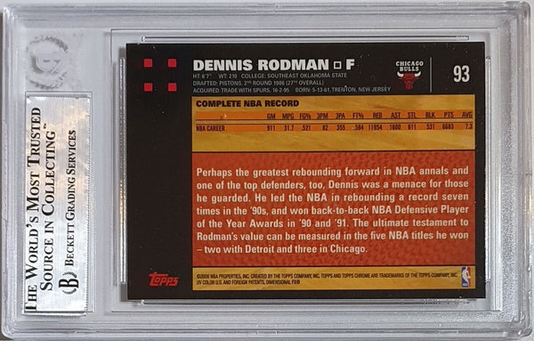 2007 Topps Chrome Dennis Rodman AUTO #93 On Card Autograph - BGS Authenticated