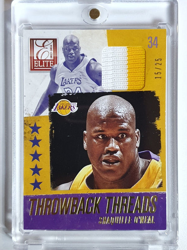 2013 Panini Elite Shaquille O'Neal #PATCH PRIME /25 Game Worn 2 Color Jersey