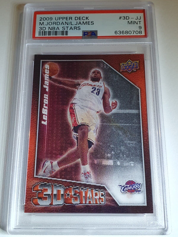 2009 Upper Deck Michael Jordan LeBron James 3D NBA Stars - PSA 9 (LOW POP)