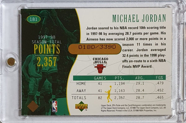 1998 SPx Finite Michael Jordan #181 BRONZE /3390 Top Flight - Rare