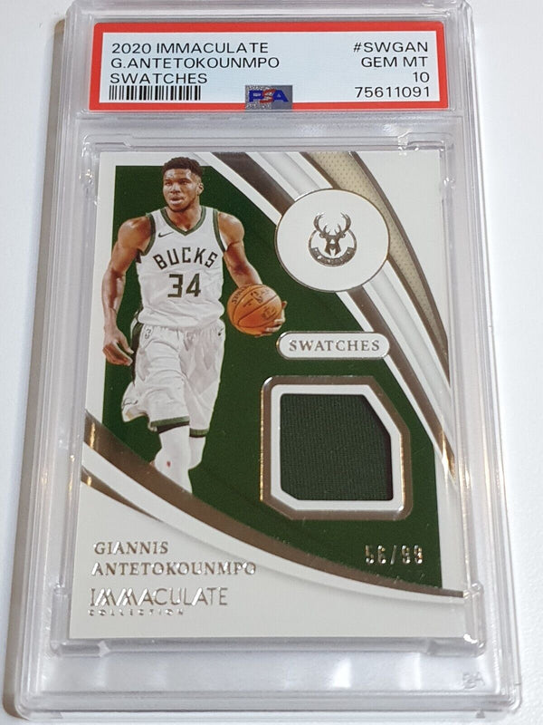 2020 Immaculate Giannis Antetokounmpo #PATCH /99 Game Worn Jersey - PSA 9