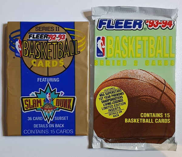 Lot of 2 Packs 1992 & 1993 Fleer Basketball Series 2 - Factory Sealed