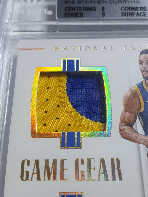2017 National Treasures Stephen Curry PATCH PRIME /10 Dual Jerseys BGS 9 (POP 1)