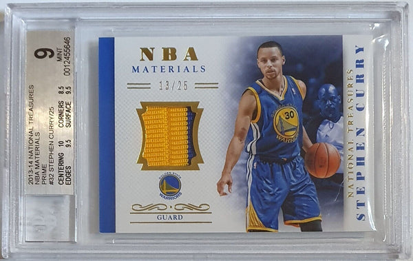 2013 National Treasures Stephen Curry PATCH PRIME /25 Jersey - BGS 9 (POP 1)