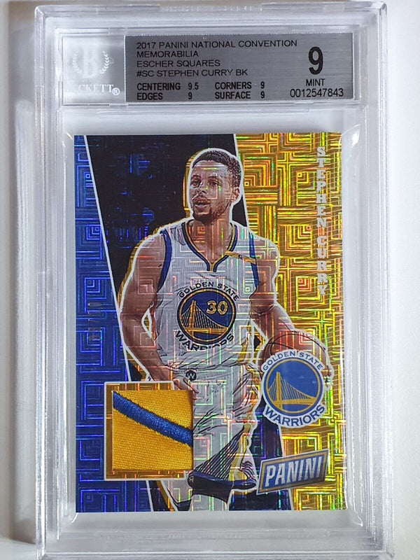 2017 Panini Stephen Curry #PATCH ESCHER SQUARES /10 Jersey - BGS 9 (POP 1)