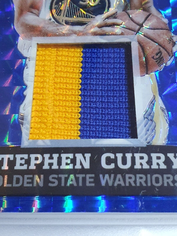 2015 Panini National Stephen Curry #PATCH BLUE WAVE /10 Prizm - PSA 9 (POP 1)