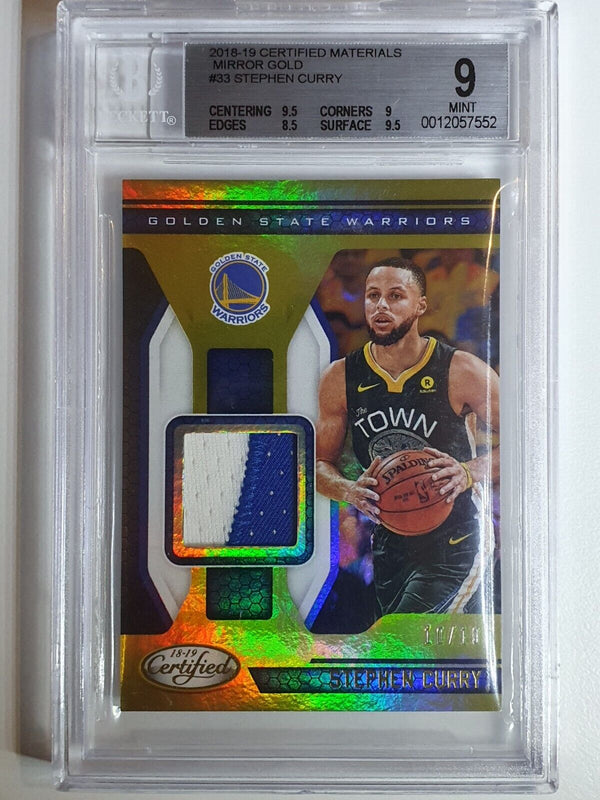 2018 Certified Stephen Curry #PATCH GOLD /10 Game Jersey - BGS 9 (POP 1)