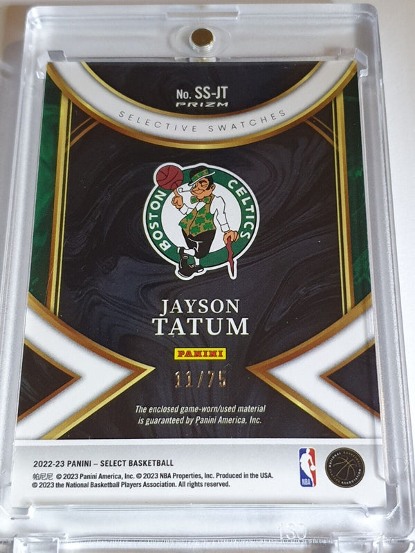 2022 Panini Select Jayson Tatum #PATCH BLUE Prizm /75 Game Worn Jersey - Rare