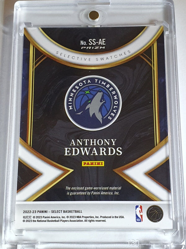 2022 Panini Select Anthony Edwards #PATCH SILVER Prizm Game Worn Jersey - Rare