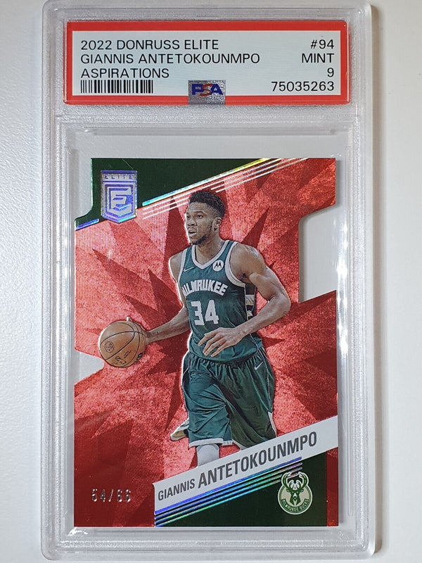 2022 Donruss Elite Giannis Antetokounmpo ASPIRATIONS /66 Die Cut - PSA 9 (POP 2)