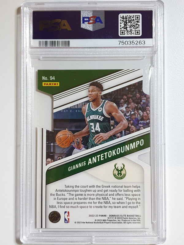 2022 Donruss Elite Giannis Antetokounmpo ASPIRATIONS /66 Die Cut - PSA 9 (POP 2)