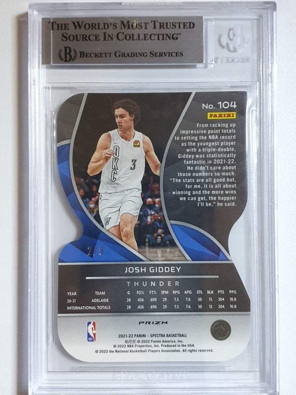 2021 Spectra Josh Giddey Rookie #104 UNIVERSAL /8 Die-Cut RC - BGS 9 (POP 1)