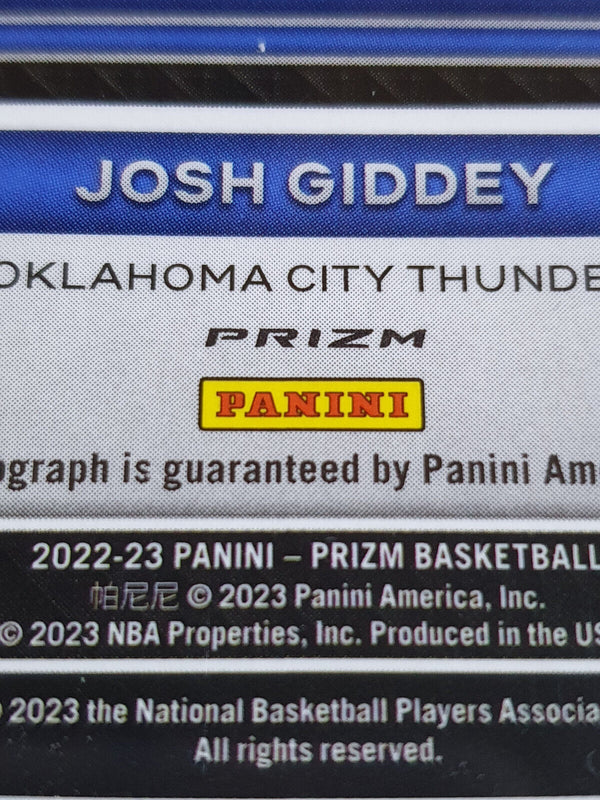 2022 Panini Prizm Josh Giddey AUTO SILVER HOLO Sensational Signatures - Rare