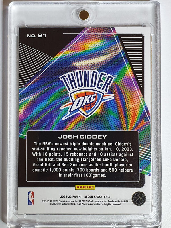 2022 Panini Recon Josh Giddey #21 GOLD /10 Holo Future Legends - Ready to Grade