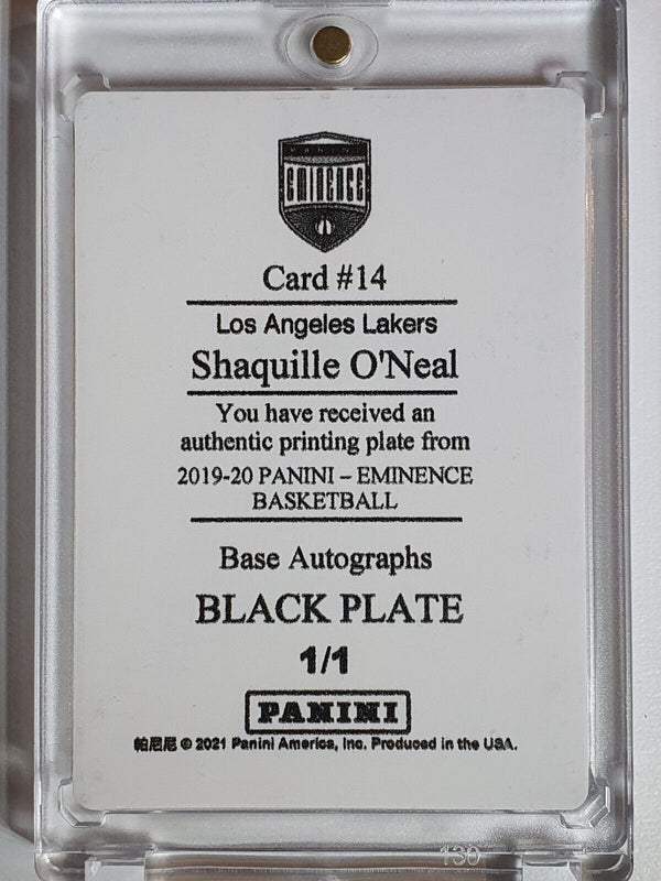 2019 Panini Eminence Shaquille O'Neal Printing Plate 1/1 Black (True 1 of 1)