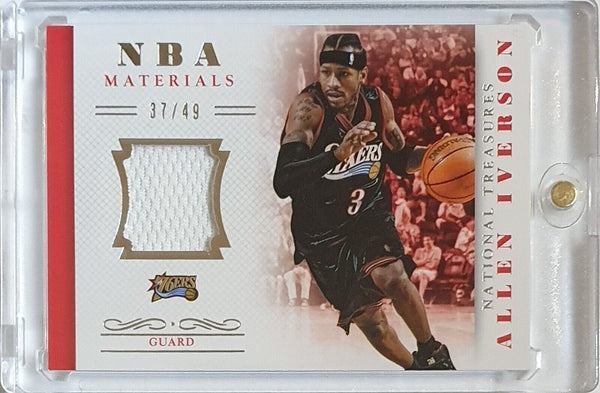 2013 Panini National Treasures Allen Iverson #PATCH /49 Game Worn Jersey - Rare