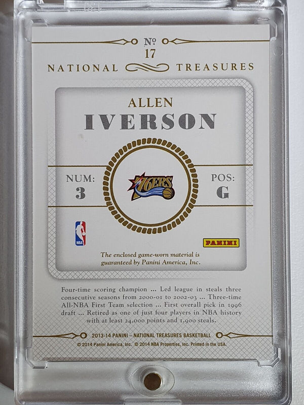 2013 Panini National Treasures Allen Iverson #PATCH /49 Game Worn Jersey - Rare