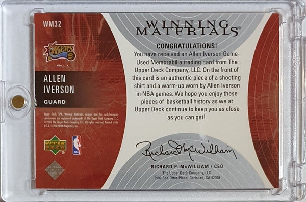 2003 Upper Deck SPx Allen Iverson #PATCH Dual Game Worn Jerseys - Rare