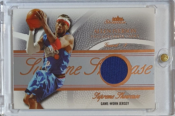 2004 Fleer Showcase Allen Iverson #PATCH /300 Game Worn Jersey - Rare