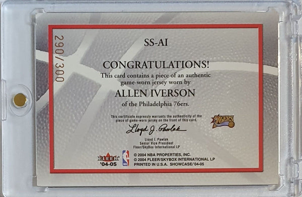 2004 Fleer Showcase Allen Iverson #PATCH /300 Game Worn Jersey - Rare