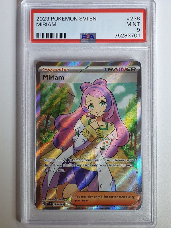 2023 Pokemon Miriam 238/198 Full Art Trainer Scarlet & Violet (SVI) - Perfect Edges Cards 2023 Pokemon Miriam 238/198 Full Art Trainer Scarlet & Violet (SVI) - Perfect Edges Cards