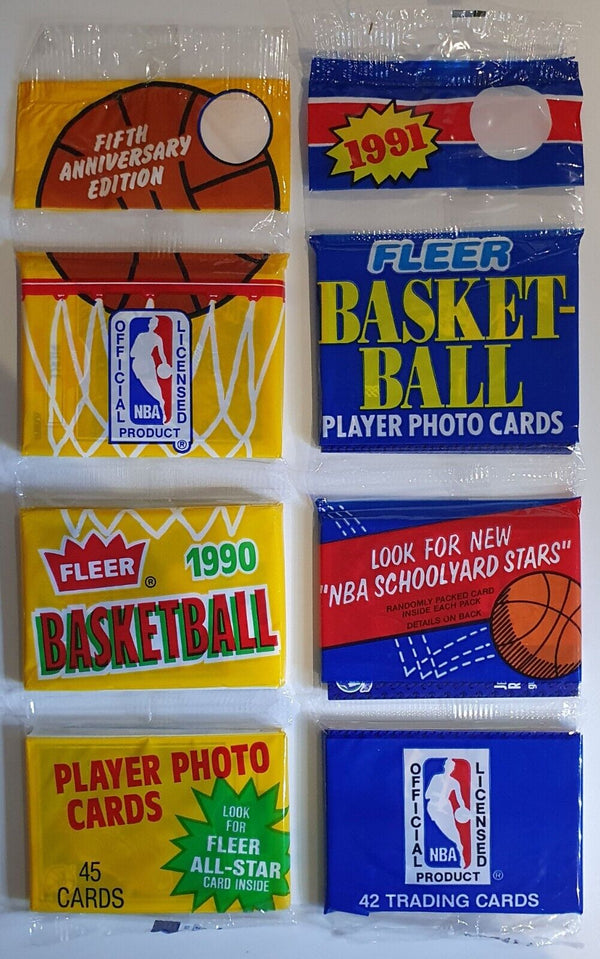 Lot of 2 x Fleer NBA Basketball Jumbo Packs 1990 & 1991 - Factory Sealed