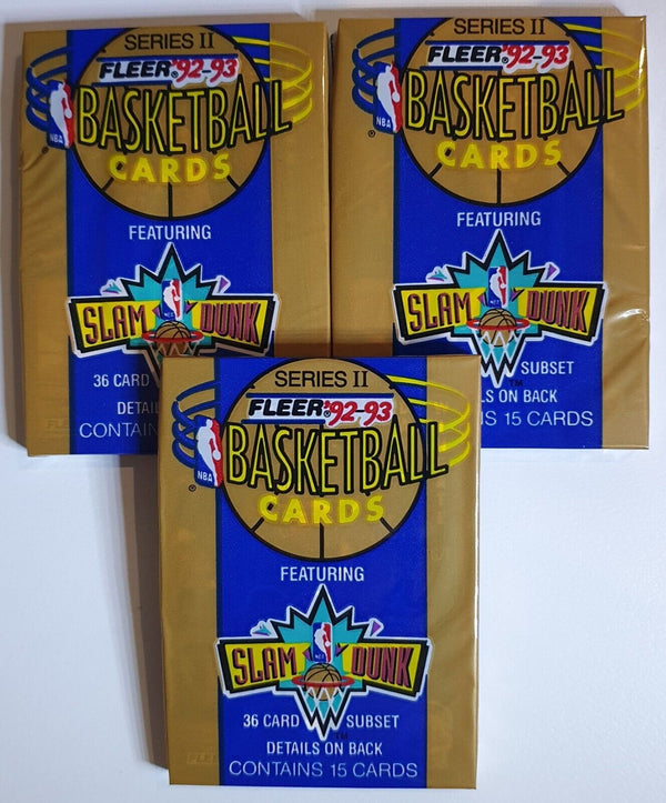 Lot of 3 x Packs of 1992-93 Fleer Basketball Series 2 - Factory Sealed Pack