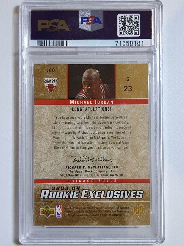 2003 Upper Deck Michael Jordan #PATCH Game Worn Jersey - PSA 9 (POP 14)