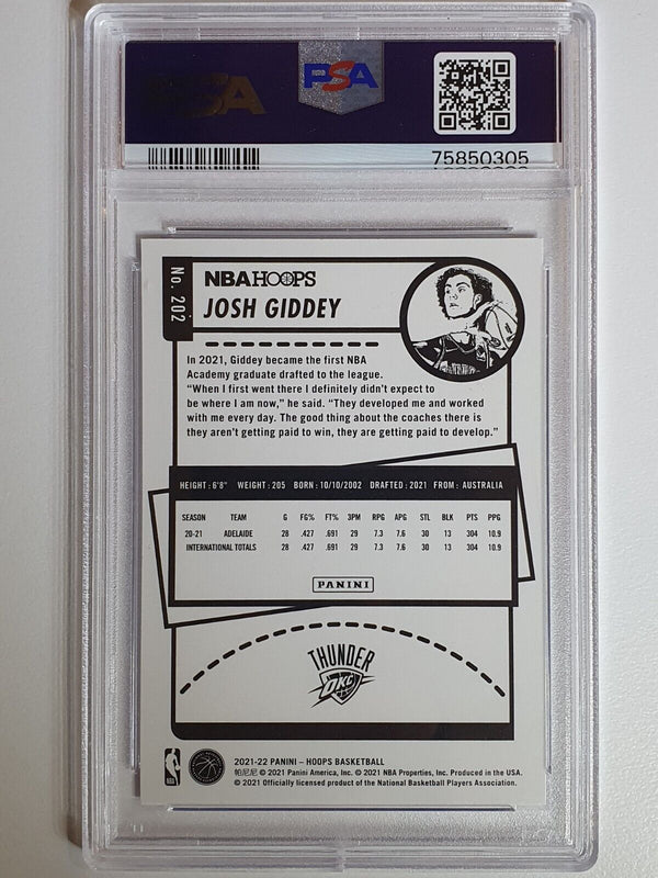 2021 NBA Hoops Josh Giddey Rookie #202 BLUE Prizm - PSA 10 (POP 10)