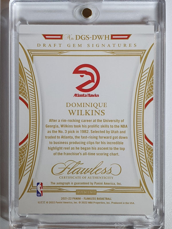 2021 Flawless Dominique Wilkins AUTO SILVER /25 Draft Gem Signatures - Rare