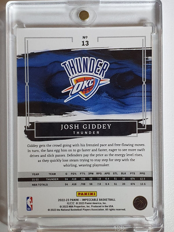 2022 Panini Impeccable Josh Giddey #13 SILVER /75 Foil - Ready to Grade