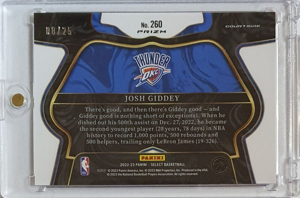 2022 Panini Select Josh Giddey #260 COURTSIDE BLUE DISCO /25 Holo - Rare