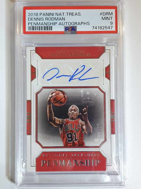 2018 National Treasures Dennis Rodman AUTO /99 Autograph - PSA 9 (POP 2)