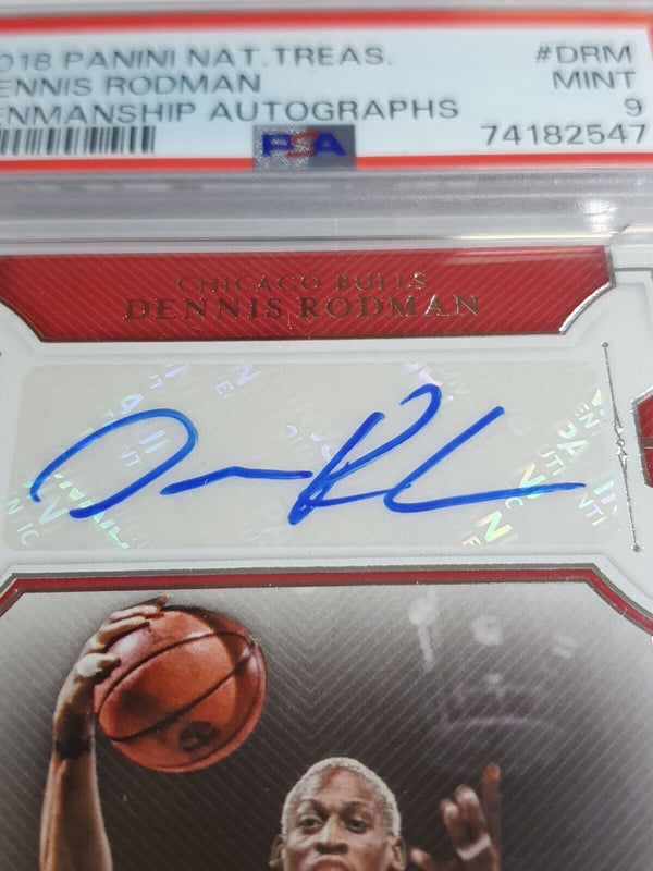 2018 National Treasures Dennis Rodman AUTO /99 Autograph - PSA 9 (POP 2)