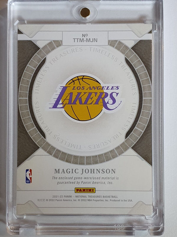 2021 Panini National Treasures Magic Johnson #PATCH /99 Game Worn Jersey - Rare