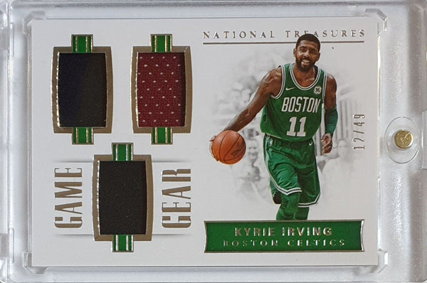 2017 National Treasure Kyrie Irving #PATCH /49 Game Worn Triple Jersey - Rare