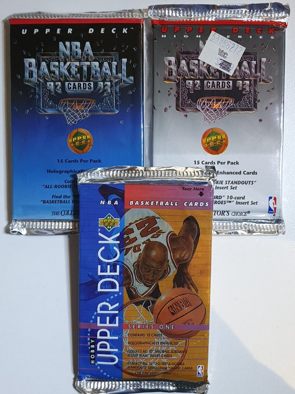 Lot of 3 x Packs of 1992-93 and 1993-94 Upper Deck Basketball - Factory Sealed